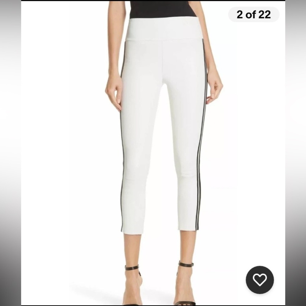 SPRWMN Black Strip And White Leather Leggings W Tag